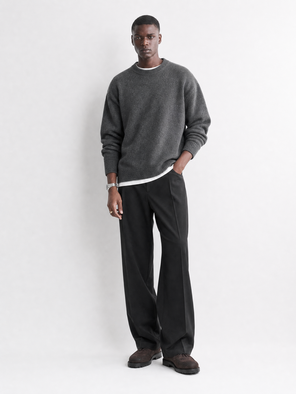 No. 04 — Crewneck Sweater | Heather Grey — campaign