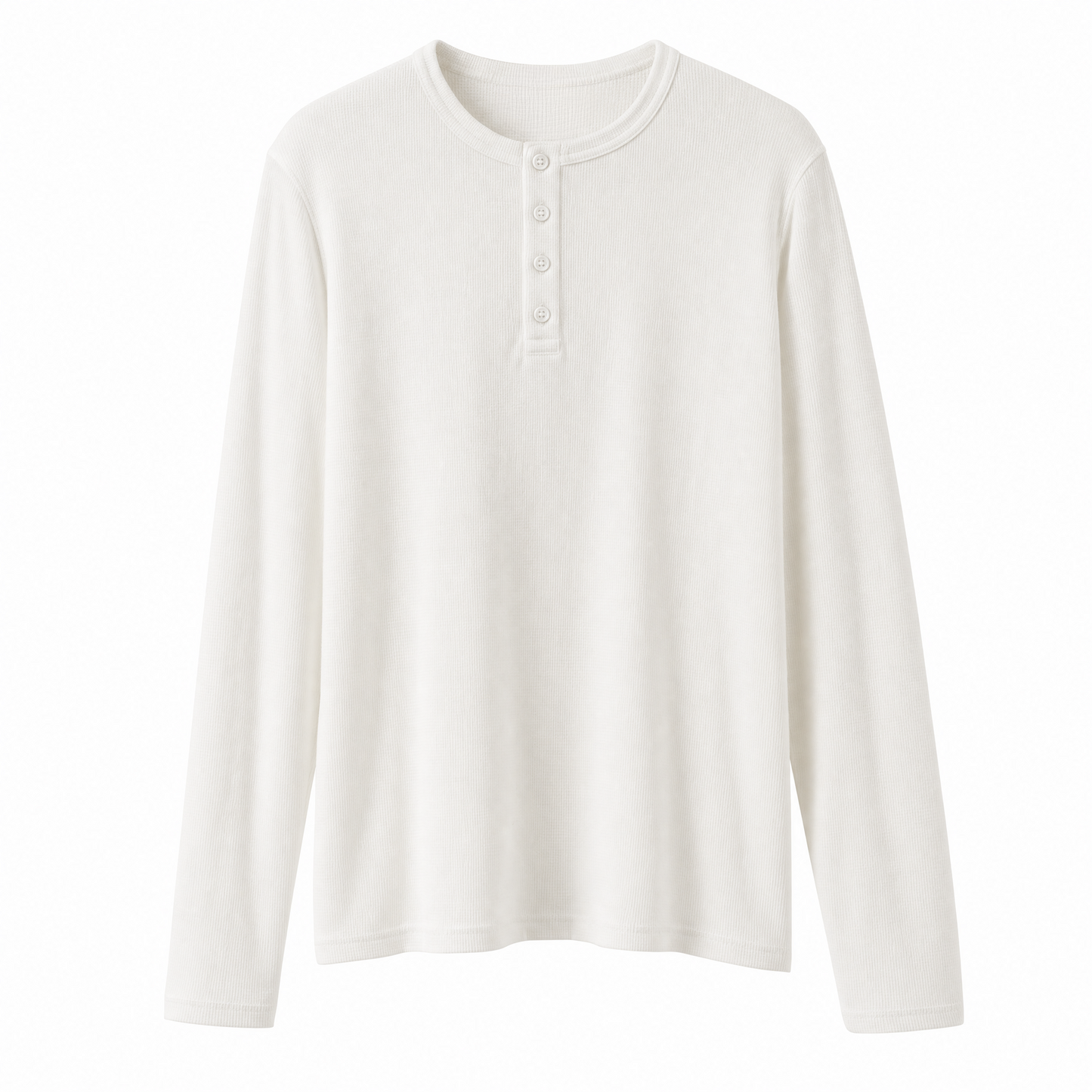 No. 02 — Waffle Henley | Ivory — flat lay