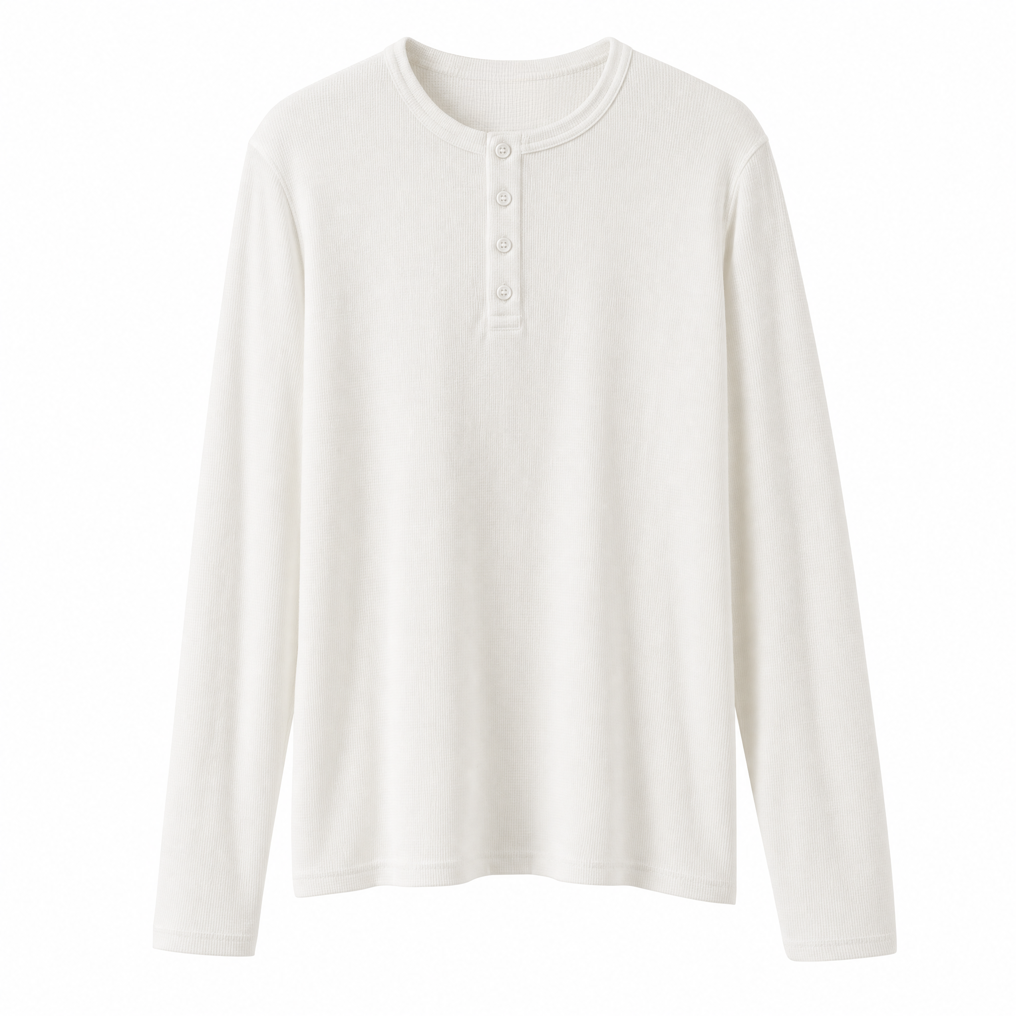 No. 02 — Waffle Henley | Ivory — flat lay