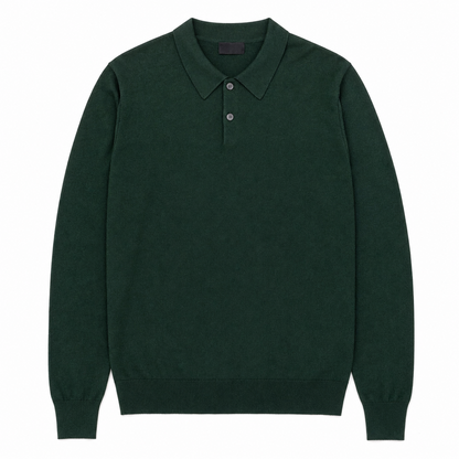 No. 03 — Knit Polo | Forest — flat lay