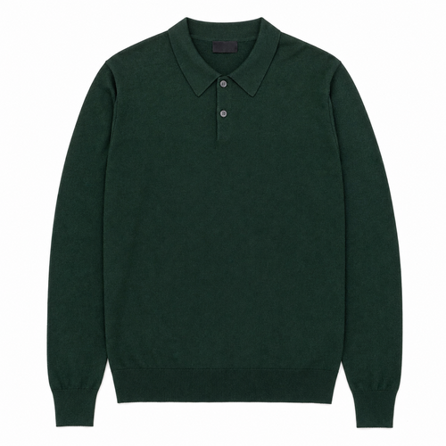 No. 03 — Knit Polo | Forest — flat lay