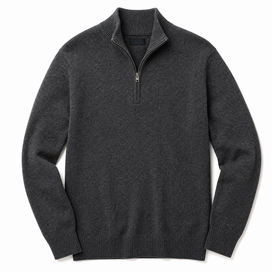 No. 05 — Quarter-Zip Knit | Charcoal — flat lay