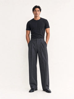 No. 07 — Pleated Trouser | Charcoal — model, front