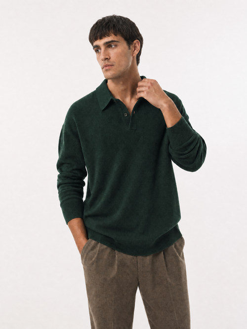 No. 03 — Knit Polo | Forest — campaign