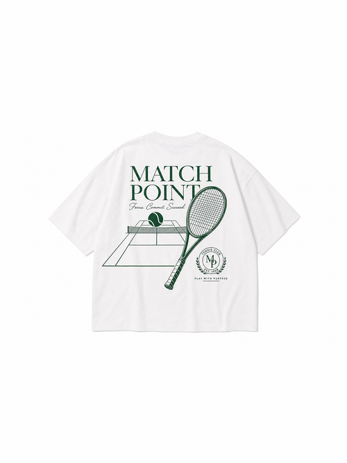 Match Point Tee | White — flat lay