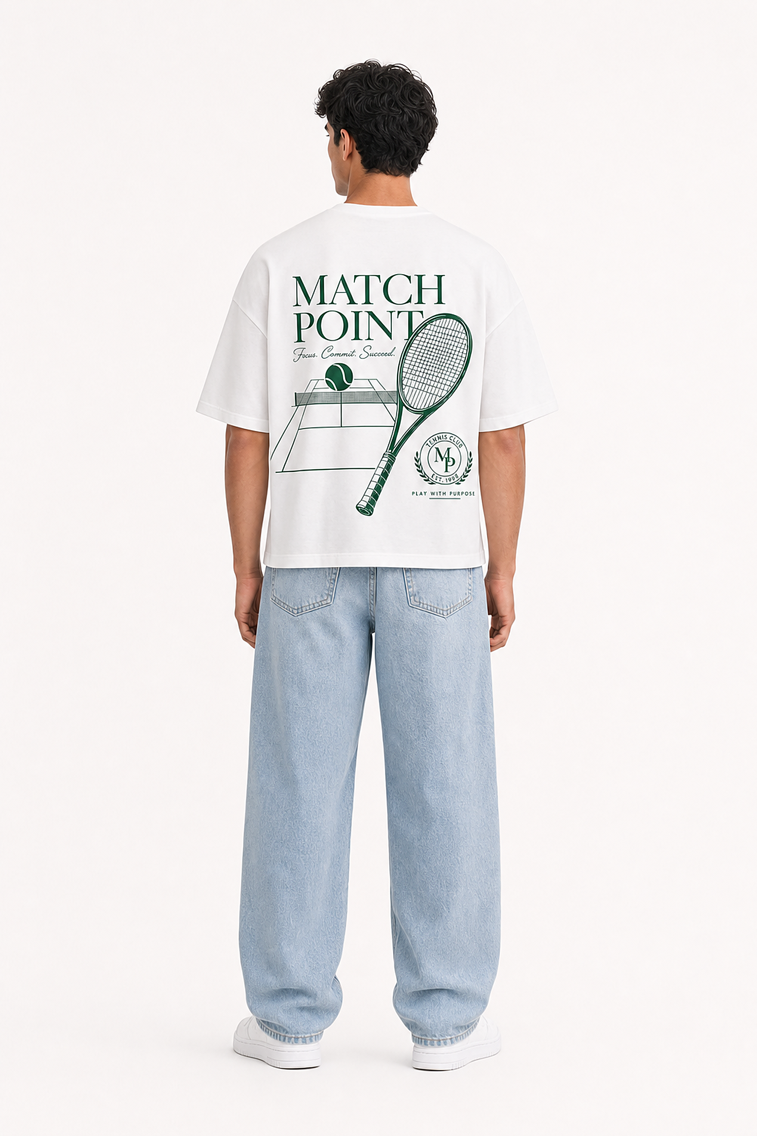 Match Point Tee | White — model, back
