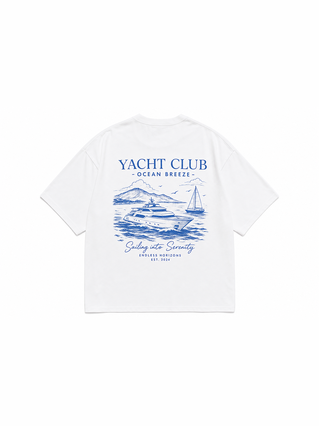 Yacht Club Tee | White — flat lay