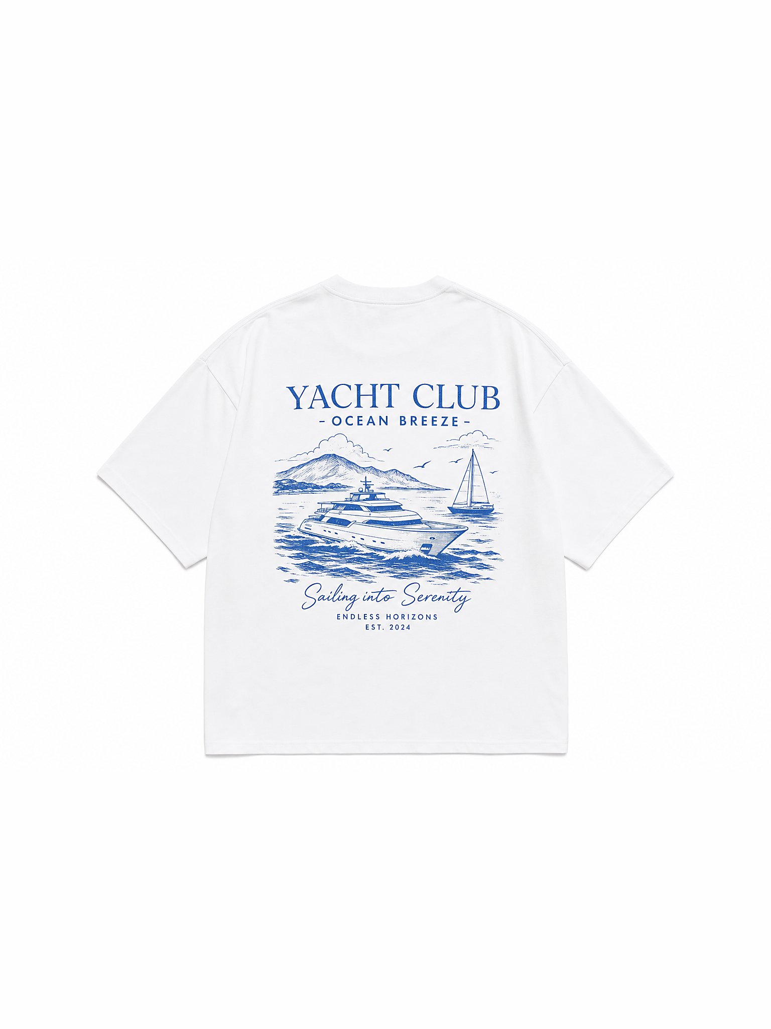Yacht Club Tee | White — flat lay