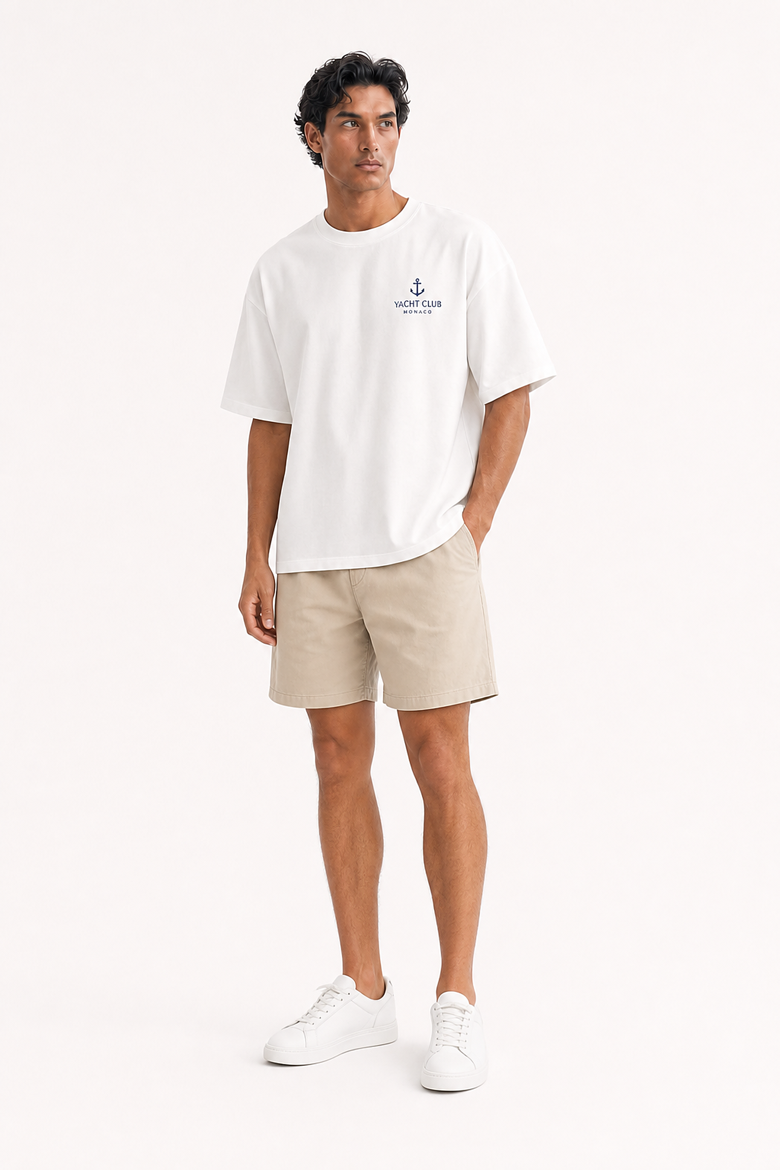 Yacht Club Tee | White — model, front